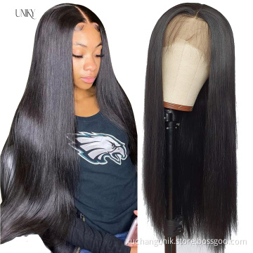 Uniky Raw Peruvian Virgin Human Hair HD Transparent Lace Frontal Closure Wig Pre Plucked Swiss Lace Front Wig For Black Women